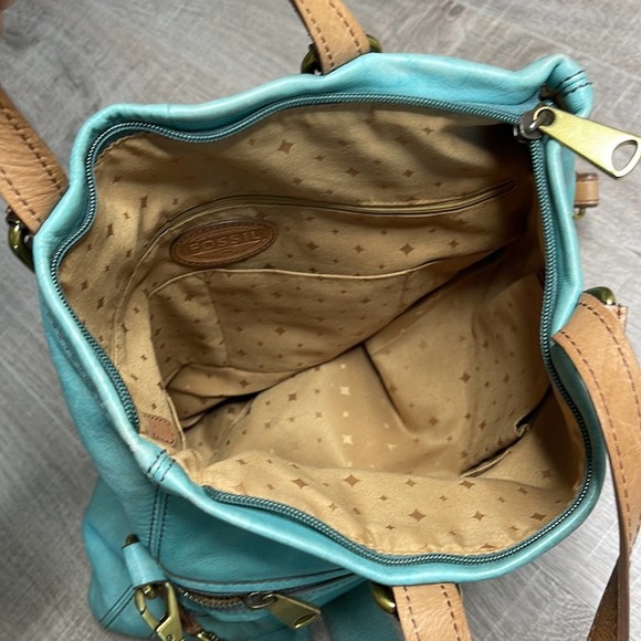 Vintage FOSSIL Teal Large Leather Explorer Foldover Crossbody Messenger Bag - Picture 12 of 15